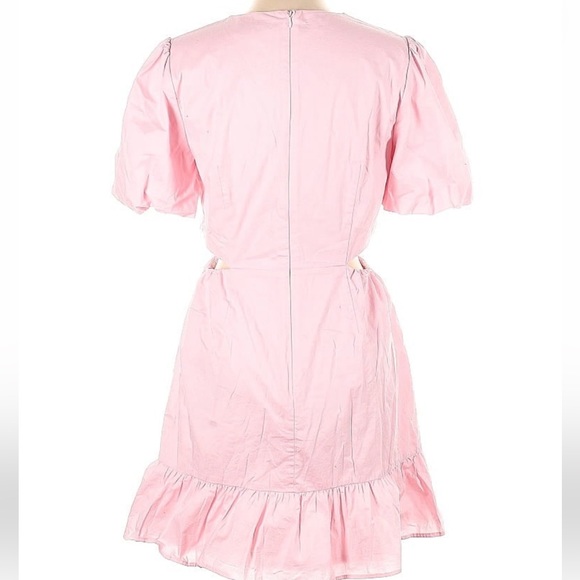 WAYF Short Puffy Sleeves Side Cut Outs Full Skirt Dress - Picture 4 of 16